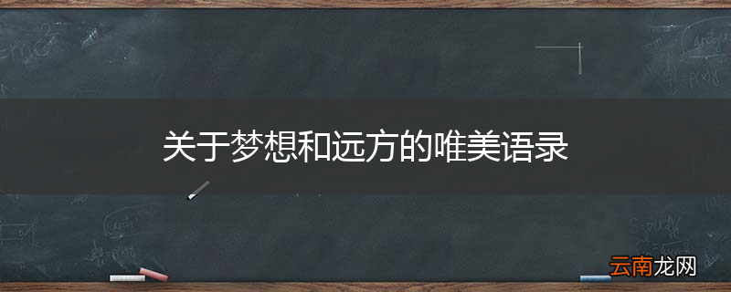 关于梦想和远方的唯美语录