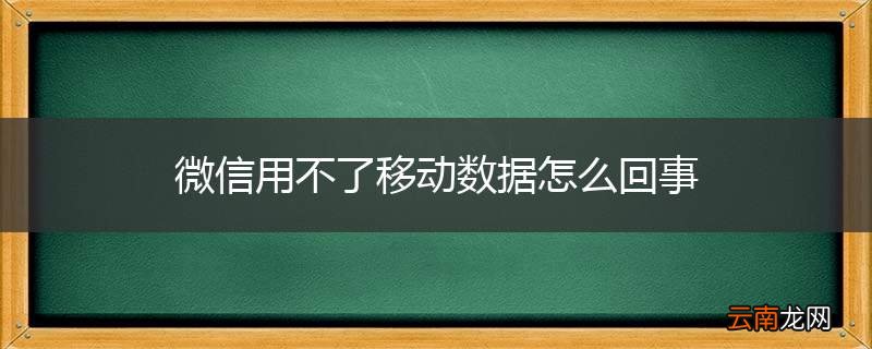 微信用不了移动数据怎么回事