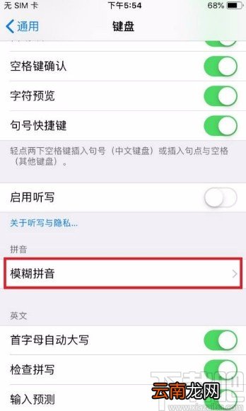 苹果手机开启模糊拼音功能的方法