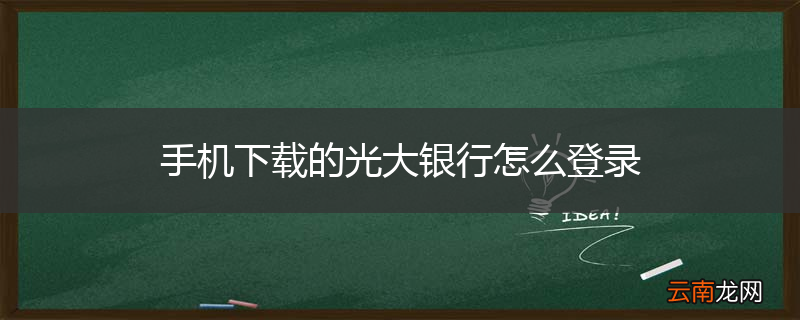 手机下载的光大银行怎么登录