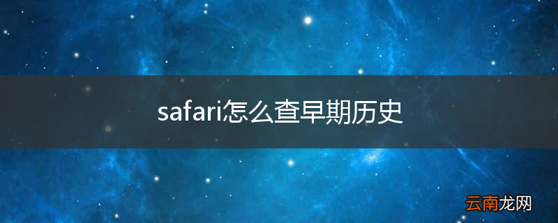 safari怎么查早期历史
