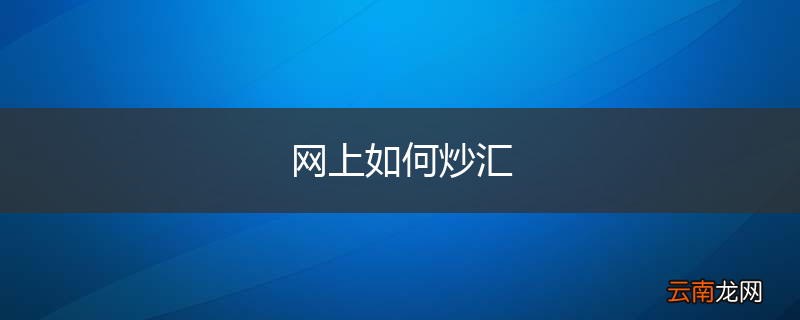 网上如何炒汇