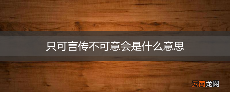 只可言传不可意会是什么意思