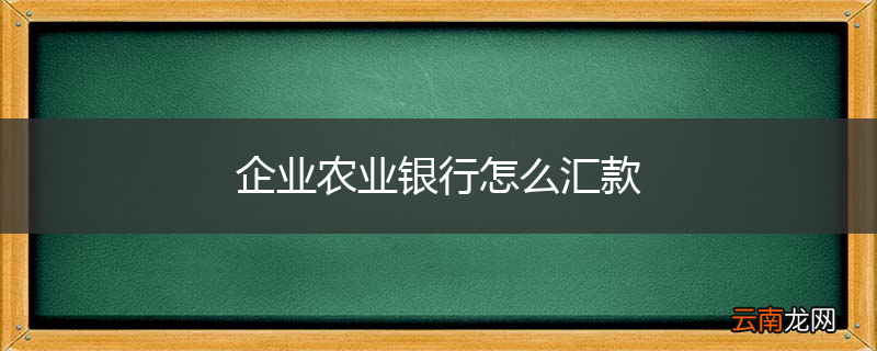 企业农业银行怎么汇款