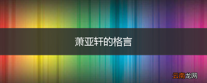 萧亚轩的格言