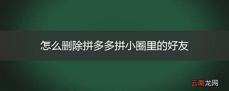 怎么删除拼多多拼小圈里的好友