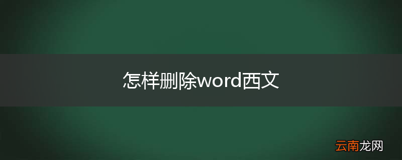 怎样删除word西文