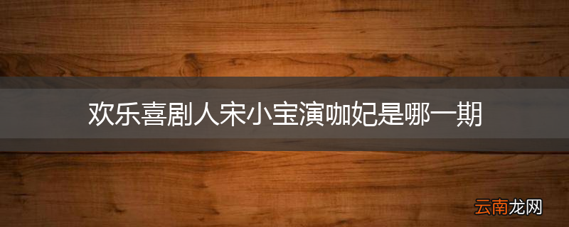 欢乐喜剧人宋小宝演咖妃是哪一期