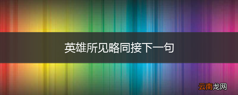 英雄所见略同接下一句