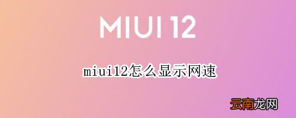 miui12怎么显示网速