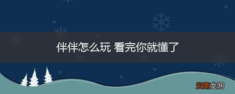 伴伴怎么玩 看完你就懂了