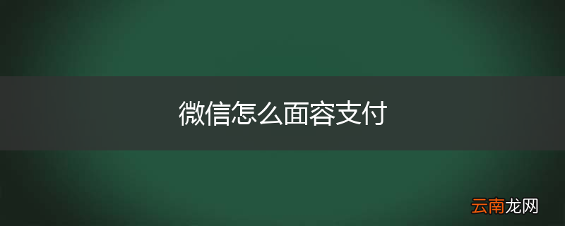 微信怎么面容支付