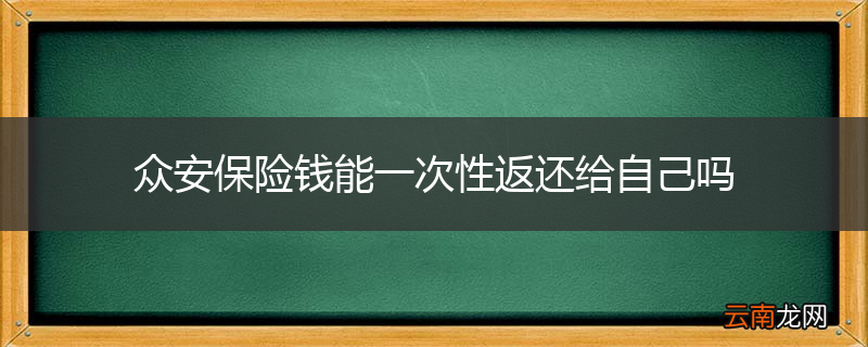 众安保险钱能一次性返还给自己吗