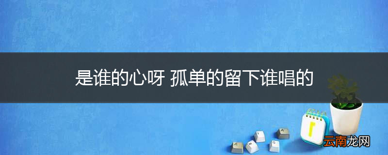 是谁的心呀 孤单的留下谁唱的
