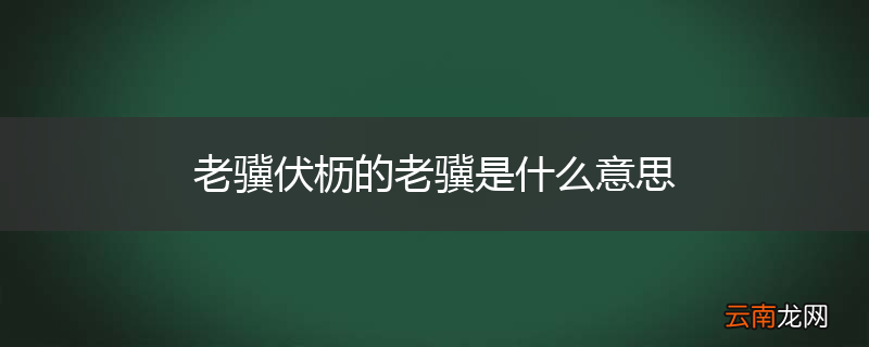 老骥伏枥的老骥是什么意思