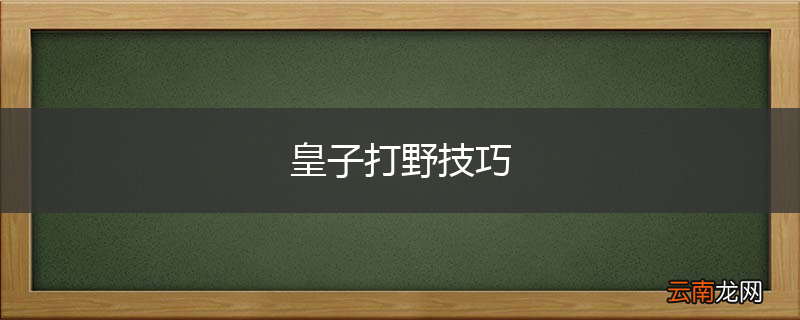 皇子打野技巧