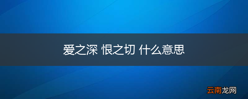 爱之深 恨之切 什么意思