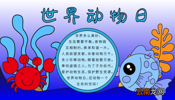 世界动物日手抄报卡通版 世界动物日的手抄报怎么画