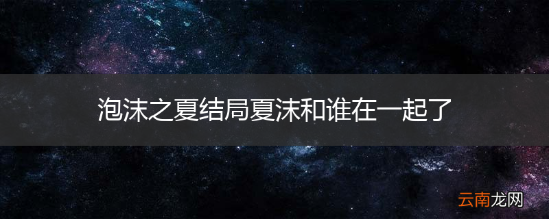 泡沫之夏结局夏沫和谁在一起了