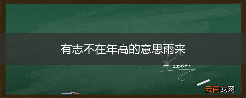 有志不在年高的意思雨来