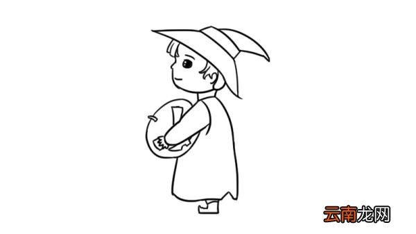 抱南瓜的小男孩简笔画