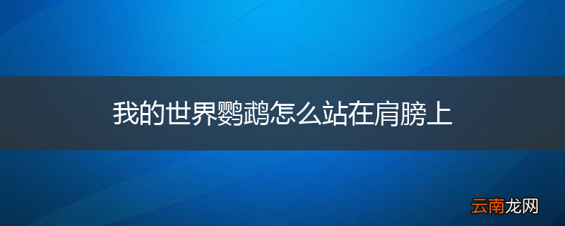 我的世界鹦鹉怎么站在肩膀上