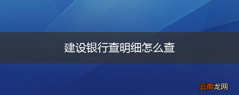 建设银行查明细怎么查