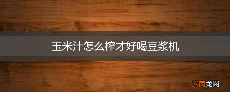 玉米汁怎么榨才好喝豆浆机